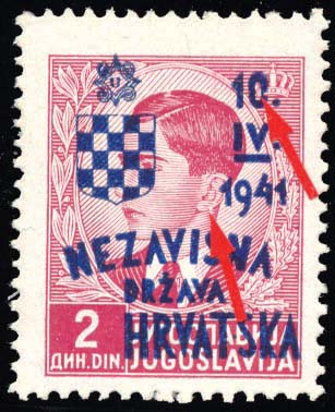 NDH 1941 Third Provisional Issue, rare earring error