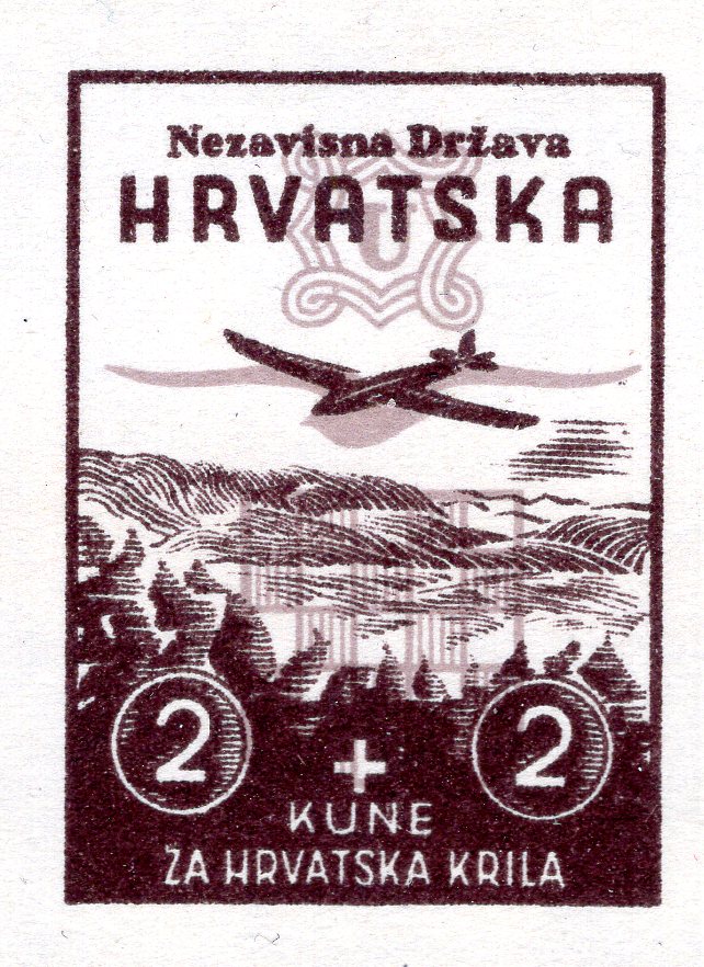 NDH 1942 Croatian Wings, Mi 70, double print