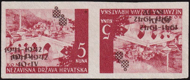 NDH 1942 First anniversary, Mi 79, double inscription print