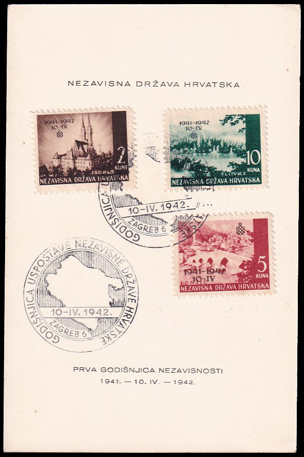NDH 1942 First anniversary, Special propaganda card, Croatian