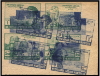 NDH 1943 Croatian Legion, block proof, shifted double print