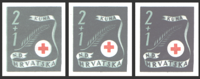 1944 Red Cross Charity Issue IV, three shades of green from the minister album