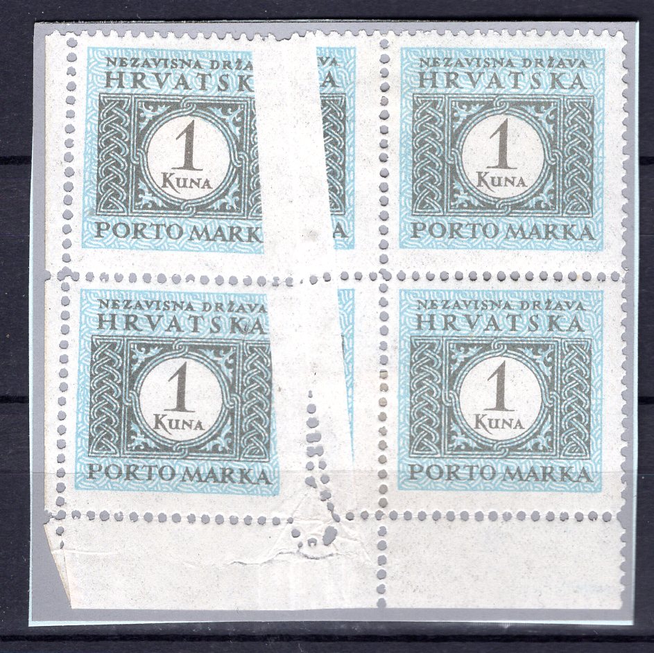 NDH Postage due Numerals in Ornament, paper crease