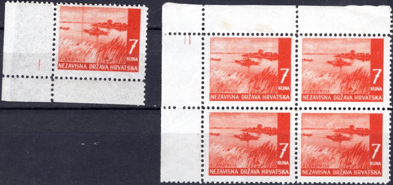 1941-42 - Mi 47-65 - Landscapes, plate numbers on 7 kn