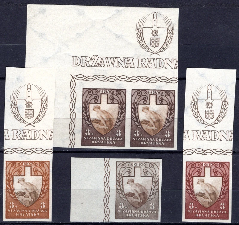 Mi 95, issued color and color proofs, imperforated