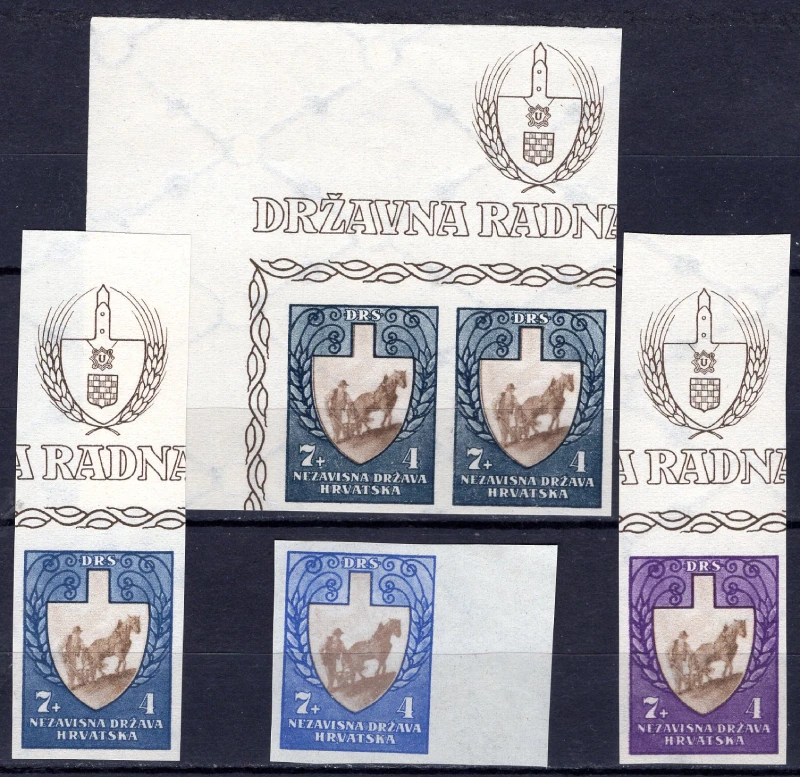 Mi 96, issued color and color proofs, imperforated